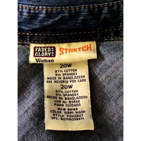 Faded Glory Plus Size 20W Denim Dress Surplice Collared Sleeveless Side Zip - Picture 8 of 10